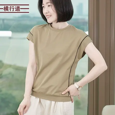 休闲宽松撞色针织短袖女士夏装百搭上衣新简约打底衫半袖2025新款图片