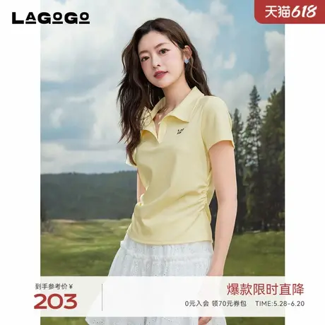 LAGOGO多巴胺掐腰显瘦修身T恤女拉谷谷2025年夏季新款POLO领短袖商品大图