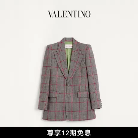 [礼物][12期免息]华伦天奴VALENTINO男士格纹单排扣羊毛夹克图片