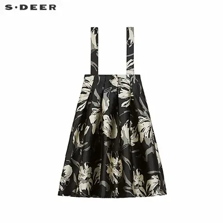 sdeer圣迪奥女装水墨晕染压褶不规则背带裙S244Z2901商品大图