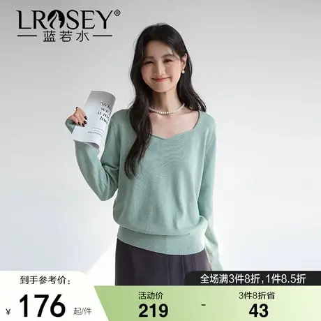 蓝若水大码女装2025新款秋装气质方领针织衫胖MM淑女显瘦毛衣商品大图