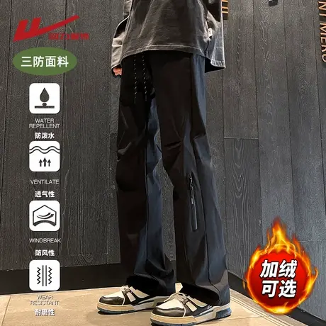 回力户外冲锋工装裤男士秋冬季2025新款加绒厚登山运动休闲长裤子图片