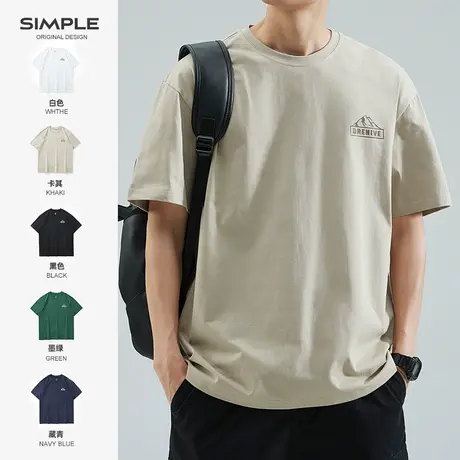 hansca 260g重磅纯棉短袖t恤男夏季潮牌印花休闲圆领三本针打底衫商品大图