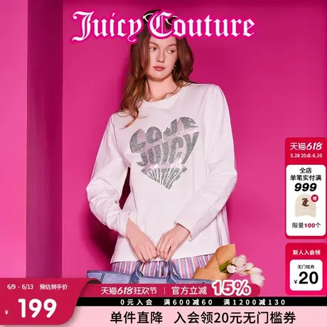 Juicy Couture橘滋T恤女2025年夏新款独特烫钻宽松长袖上衣打底衫商品大图