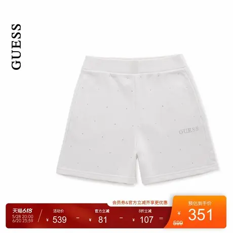 GUESS25年新款夏季女士时尚水钻点缀纯色休闲短裤-V5RD03KCLJ0商品大图