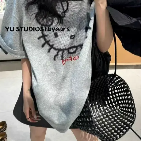 韩国东大门2025夏季新款宽松洋气百搭显瘦卡通印花短袖T恤上衣女商品大图