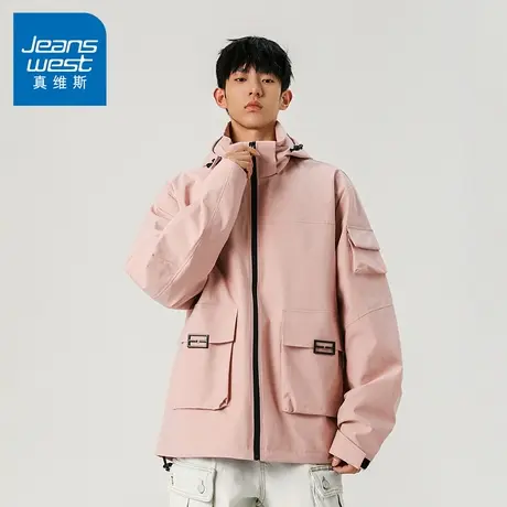 N5真维斯外套男2025秋季新款户外工装防风防水男士春秋装连帽夹克商品大图
