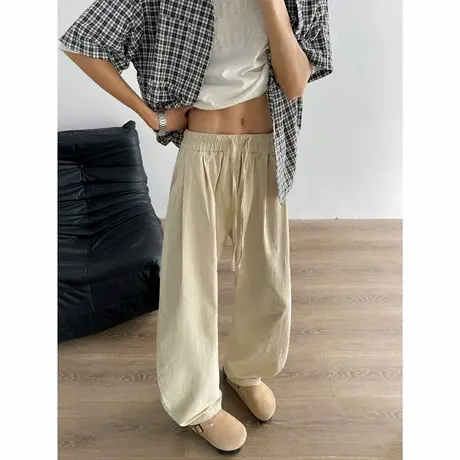 夏季薄款休闲裤男日系复古宽松直筒阔腿裤中式棉麻垂感透气长裤子商品大图