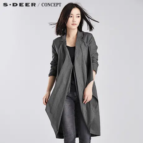 sdeer圣迪奥2018秋女装设计感欧美范宽松搭片长外套S16381851图片