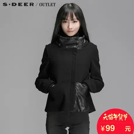 s.deersdeer圣迪奥女帅气拼皮拼接立领外套S14482254图片