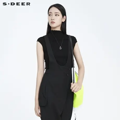 sdeer圣迪奥秋精致修身无袖高领气质打底毛衣S20183515图片