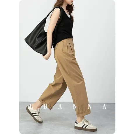 卡其色天丝哈伦裤女夏季薄款宽松休闲冰丝女裤九分裤子凉凉镰刀裤商品大图