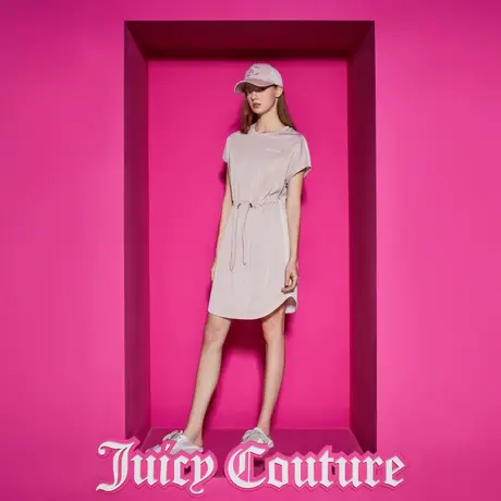 Juicy Couture橘滋女装新款女装甜美感粉银绣花织带收腰连衣裙商品大图