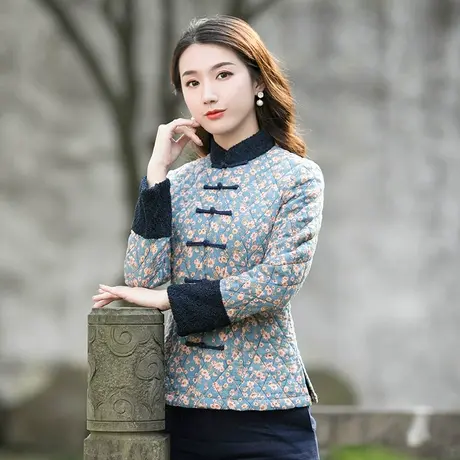 筠雅唐装冬装加厚旗袍小棉袄复古上衣时尚佛系修身显瘦中国风女装商品大图