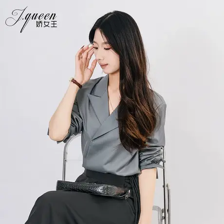 长袖衬衫女秋季新款气质时尚通勤宽松薄款上衣轻熟风OL职业衬衣商品大图