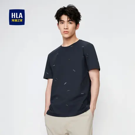 不上架 海澜之家易打理短袖T恤春夏舒适凉感满身印花圆领短t男图片
