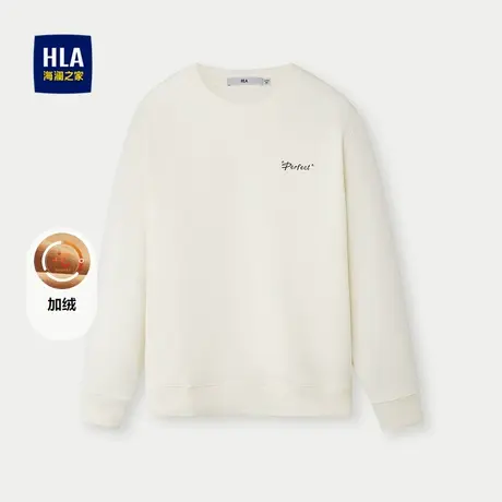 HLA/海澜之家立体印花卫衣男秋冬圆领加绒保暖弹力休闲风长袖男图片