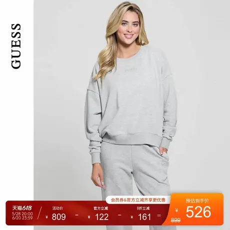 GUESS25年新款春季女士简约纯色休闲圆领长袖卫衣-V5RQ08KCLJ0商品大图