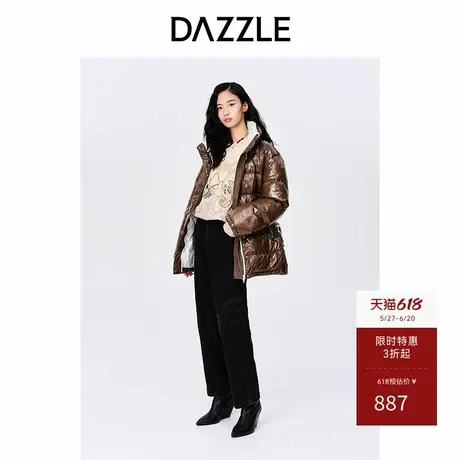 DAZZLE地素奥莱 复古亮面收腰中长款泡芙羽绒服女2D4K3091N商品大图