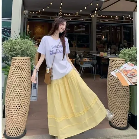 欧货纯棉胖mm大码短袖t恤女2025夏美式复古设计感chic宽松上衣潮图片