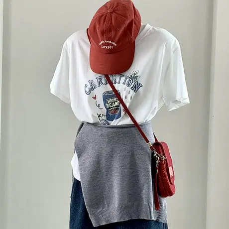 夏季雪花棉新款宽松休闲短袖T恤女圆领百搭洋气减龄韩版薄款透气图片