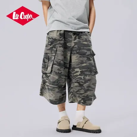 Lee Cooper/李库珀 潮流复古迷彩工装短裤男夏季宽松阔腿七分裤子图片