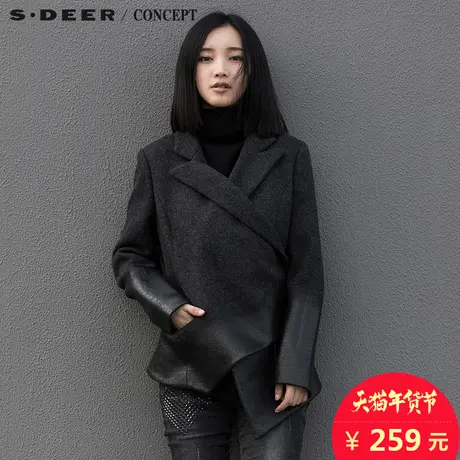 sdeer圣迪奥女2018春装斜襟翻领不规则摆外套S15382211图片
