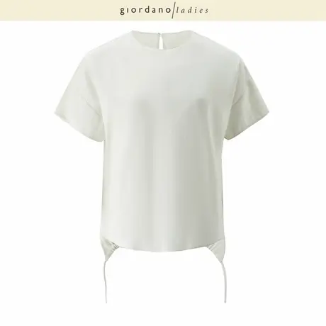 GL女装2025夏季新款仿丝质感纯色下摆抽绳圆领短袖衬衫女02345022商品大图