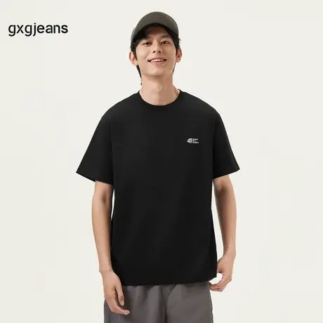gxg.jeans男装 黑色后背印花时尚潮流宽松短袖T恤男 25年夏季新款图片