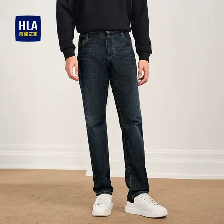 HLA/海澜之家国民臻品牛仔裤秋冬微弹绣花时尚直筒裤子男商品大图