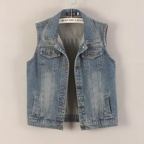 牛仔马甲女短款新款春秋韩版显瘦小背心复古时尚无袖外套百搭坎肩图片