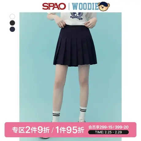 【小熊Woodie】SPAO女士春季基础短款百褶半身裙SPWHD24S22图片