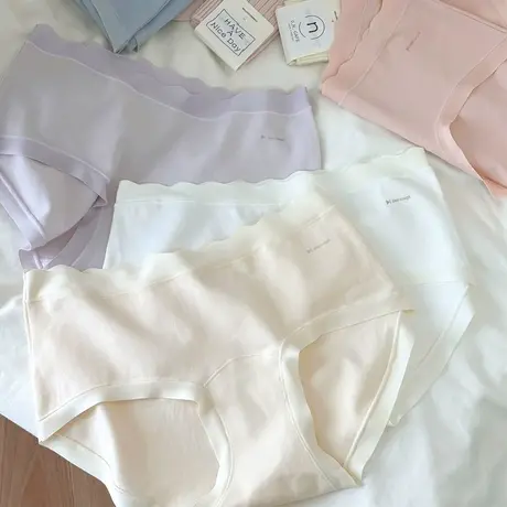 A类婴儿棉~舒适无痕内裤女7A抑菌加长纯棉裆透气奶油包臀三角短裤商品大图