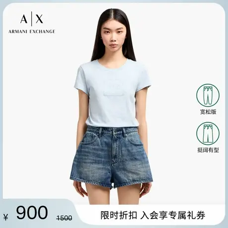 ARMANI EXCHANGE/阿玛尼2025夏季新款女士全棉宽松中腰牛仔短裤商品大图