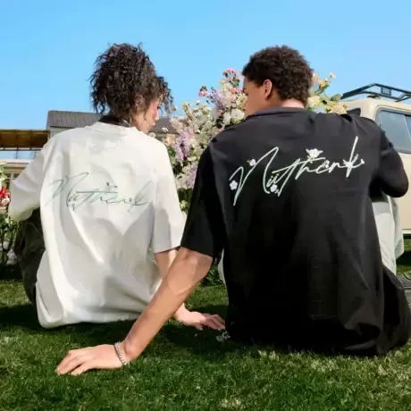 Nuthink大码嘻哈重磅刺绣短袖T恤字母花卉潮牌情侣男女宽松2025夏图片