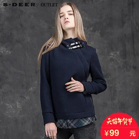 s.deer圣迪奥女装学院假两件式休闲外套S14482253图片