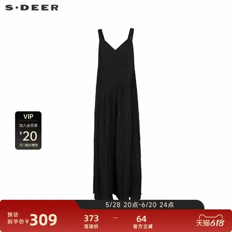 sdeer圣迪奥女装时尚肌理压褶背带阔腿长裤S242Z1003图片