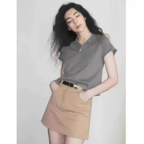 翻领polo衫正肩短袖t恤女装2025夏季新款修身显瘦韩系高级感上衣图片