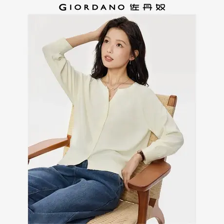 佐丹奴七分袖针织衫女新款宽松空调衫小V领插肩针织开衫13355758商品大图