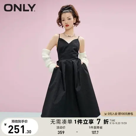 ONLY奥莱夏季中长吊带裙浮雕肌理感小黑裙连衣裙女图片