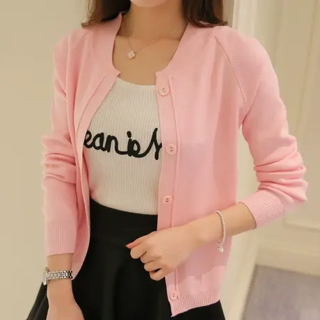 淑恋妃2025春秋新款韩版休闲百搭直筒纯色长袖针织毛衣开衫外套女商品大图