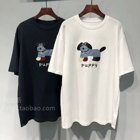 2025春夏韩国东大门新款可爱小狗图案韩版宽松中长款短袖T恤女潮商品大图