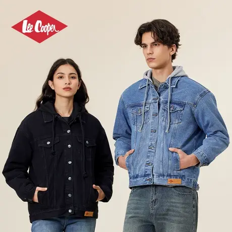 Lee Cooper/李库珀 羊羔绒牛仔外套男秋冬款宽松加绒连帽情侣夹克商品大图