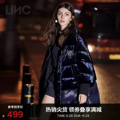 LINCCHIC金羽杰羽绒服女保暖丝绒收腰中长款羽绒服女冬季2044457商品大图