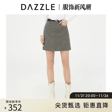 DAZZLE地素奥莱 复古格子A字裙半身裙女2D4S2313N商品大图