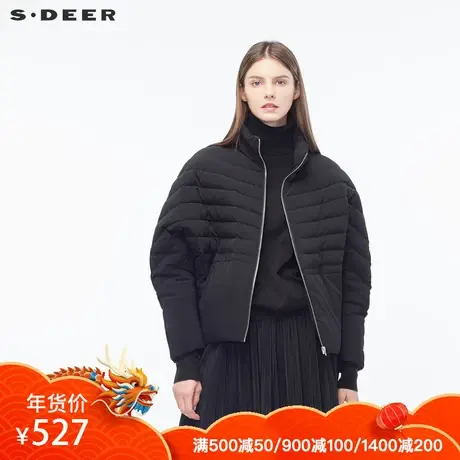 sdeer圣迪奥女个性流畅剪裁设计细致车线时尚立领羽绒服S18462405图片