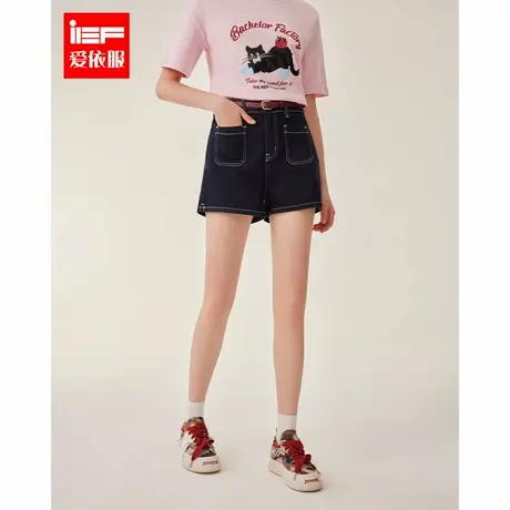 IEF/爱依服2025夏季新款港式时尚小众设计通勤百搭高腰牛仔短裤商品大图
