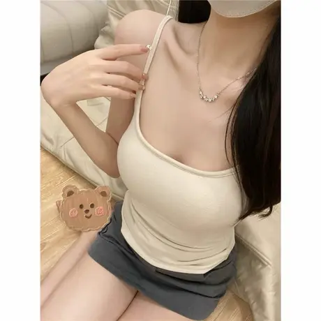 美背遮副乳带胸垫小吊带女2025夏日新款白色背心外穿内搭打底上衣商品大图