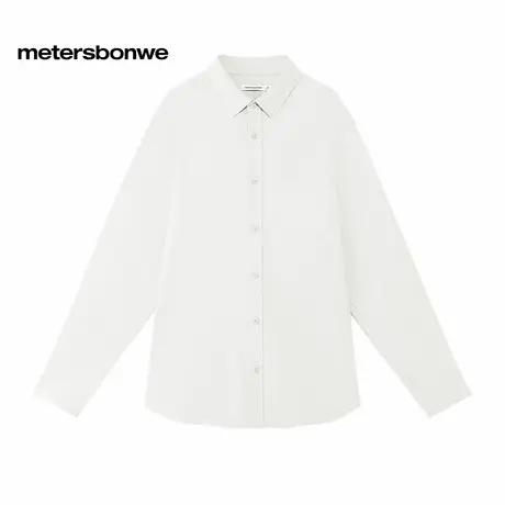 美特斯邦威长袖衬衫男2025秋季新款宽松简约休闲刺绣翻领纯棉衬衣图片