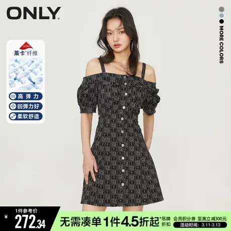 ONLY秋季气质休闲收腰A字牛仔吊带连衣裙女|123242042商品大图